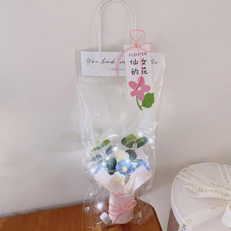 Diy Маленький Свежий Сладкий Упаковка Подарочный Вязаный Плюшевый Слоеный Букет Цветов Ручной Работы Многоцветный