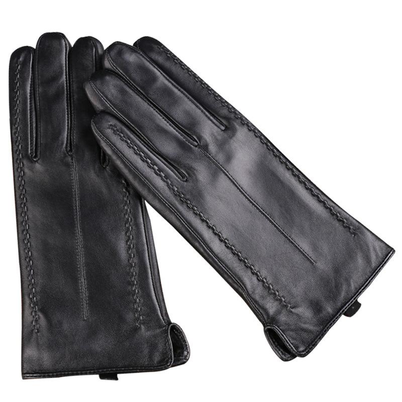 Women's Autumn and Winter Sheepskin Gloves Outdoor Riding Driving Plus Velvet Warm and Cold Great Wall Flower Touch Screen Gloves