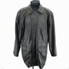 J.C. Jezequel/Genuine Lamb Leather Coat/Outerwear/L/Black/Hidden Buttons/Inner Pocket/Drawcord Waist(USED)