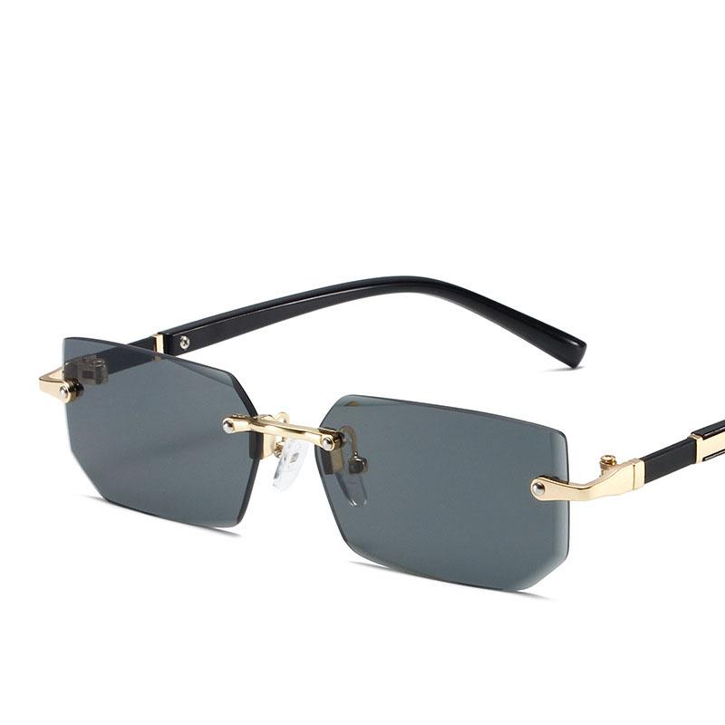 Модные солнцезащитные очки без оправы для мужчин и женщин, модные безрамочные прямоугольные солнцезащитные очки в стиле ретро, ​​летние очки для путешествий UV400