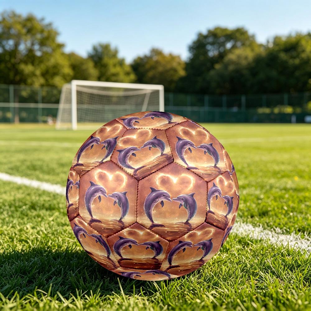 1pc Heart Dolphins Theme Soccer Ball Football, Size 5, Lightweight PVC, Outdoor Training Soccer Ball,Gift c6515