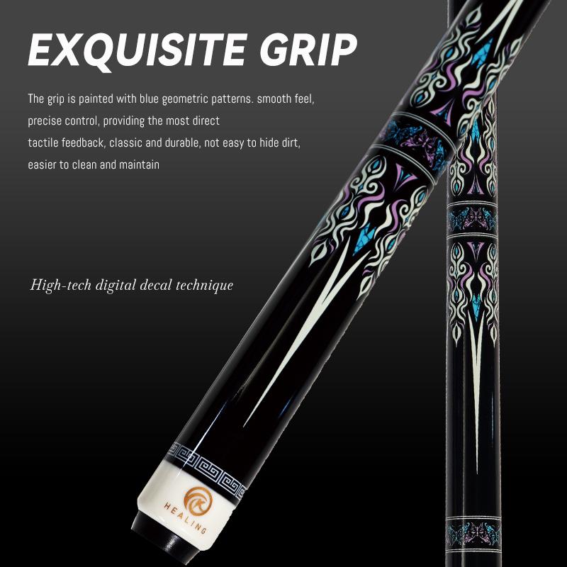 OKHEALING Black Technology Pool Cue Carbon Fiber Billiard Cue Sticks 11.8mm Tip Radial Pin Joint 147cm/58inch Length 19~20oz Weight