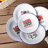 Old-fashioned Iron Enamel Dish Plate Nostalgic Theme Iron Enamel Round Enamel Plate Chinese Style Food Storage Tray Restaurant