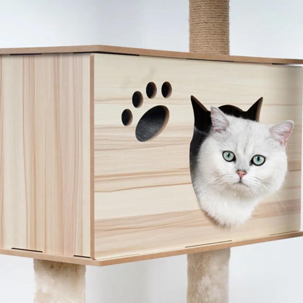 Multi-level Cat Tree with Cat's Nest Cat Scratch Board Stable Space Capsule Wear Resistant Cat Tower Kitty Play Cat Tree House