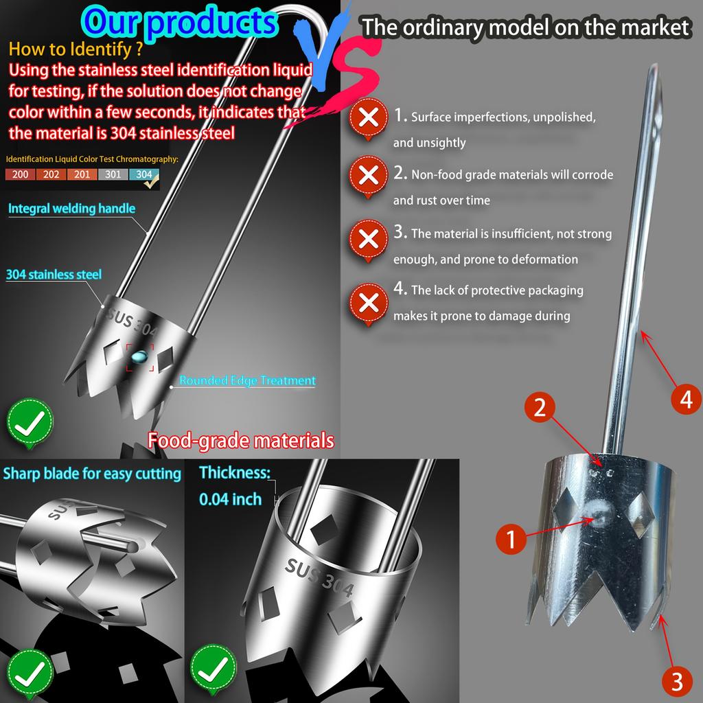 1pc Stainless Steel Fruit Corer, Red Bell Pepper Seed Remover, Vegetable & Fruit Core Cutter, Kitchen Gadget Tool for Easy Peeling & Slicing