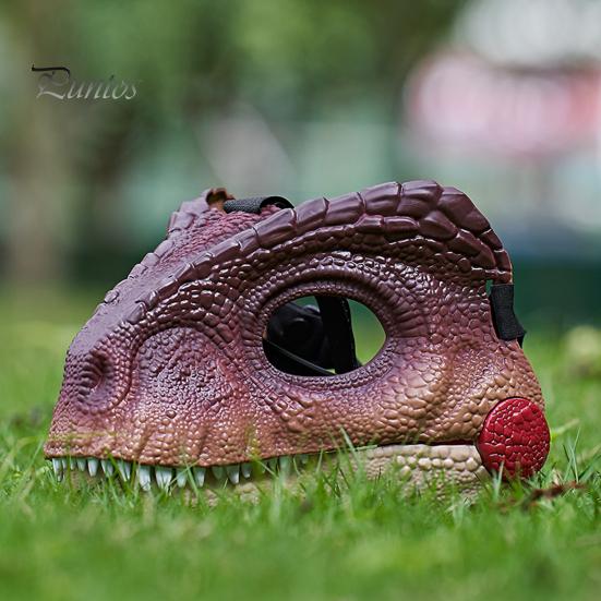 Электрический Головной Убор Головы Динозавра со Звуком Подвижным Ротом Кричащая Голова Дино Хэллоуин Костюм Партии Косплей Крышка Головы Велоцираптора Праздничные Атрибуты