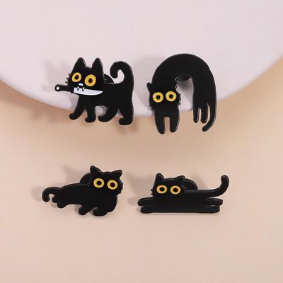 Японский мультфильм Серия Черный кот Брошь из сплава Металлическая значок Значки на лацкан Значки на рюкзак Булавки