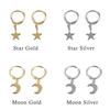 Gold Silver Color Tiny Moon Crescen Huggie Hoop Earring Ear-cuffs Ear Piercing Small Star Charms