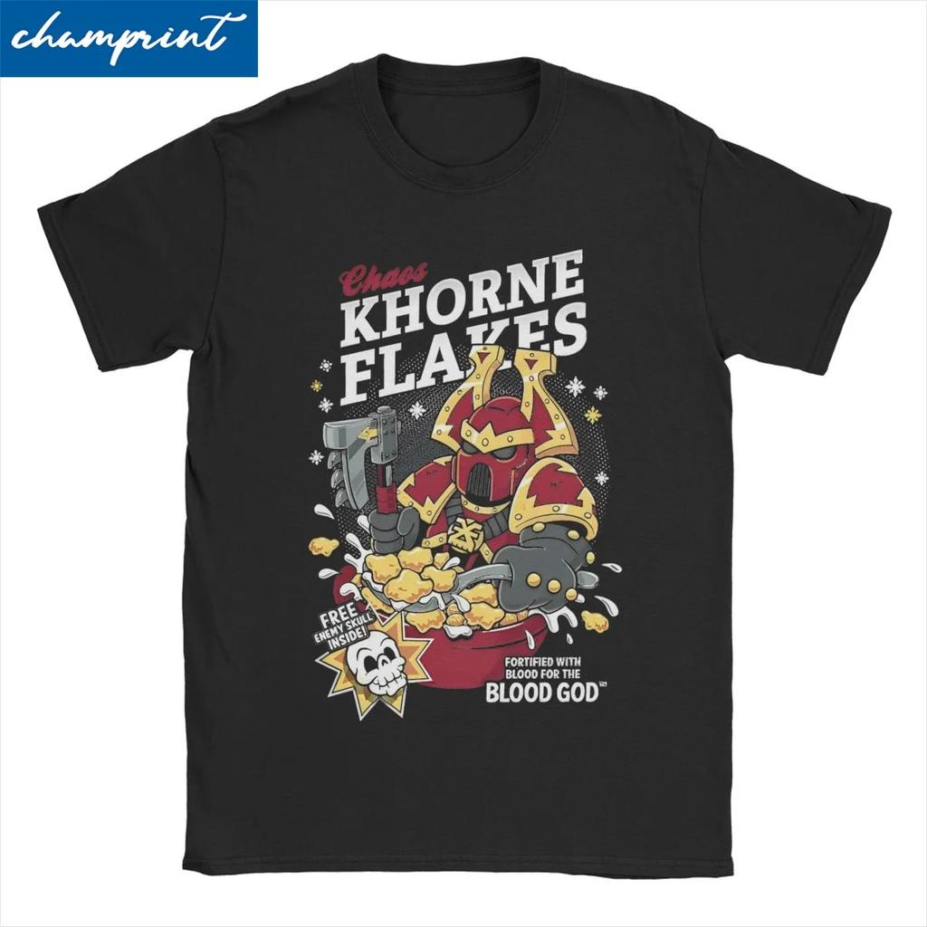 ZX TEE Men Women T-Shirts Chaos Khorne Flakes Vintage Tees Short Sleeve W-Warhammer 40k T Shirt Crewneck Clothing Gift Idea
