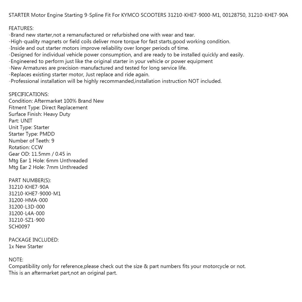 Стартер подходит для KYMCO Bet & Win Xciting People Persone 250 31210-KHE7-90A