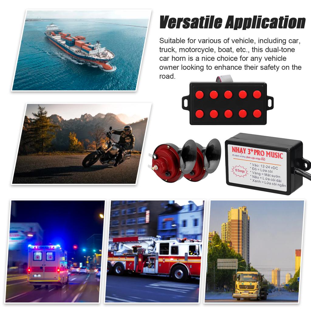 2 шт., 12 В, универсальный двухтональный звуковой сигнал для автомобиля, мотоцикла, воздушный звуковой сигнал, громкий электрический звуковой сигнал в виде улитки, водонепроницаемый