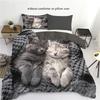 Полиэстеровый пододеяльник с 3D цифровой печатью Популярная серия Животное Кошка Комплект из двух или трех предметов Можно