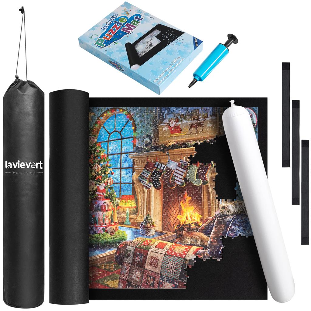 Lavievert Giant Jigsaw Puzzle Mat Roll-Up Portable Puzzle Saver Board, Large Felt Puzzle Mat with Storage Keeper Holder, Drawstring Closure Storage
