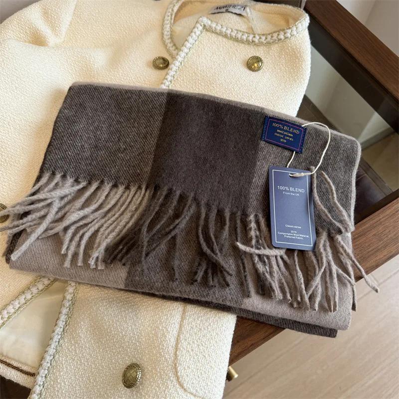 Winter Women Scarf Luxury British Pashmina Classic Plaid Soft Female Male Imitation Cashmere Thermal Muffler Men Shawl