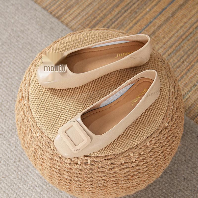 Женские слипоны из натуральной кожи: Универсальные, с низким вырезом, квадратным носком, мягкой подошвой, больших размеров 41-43, коллекция 2025.