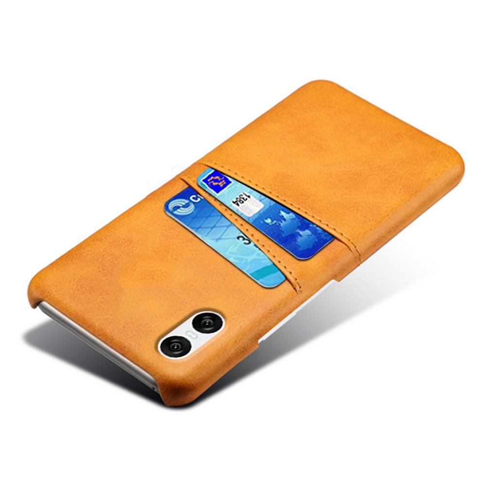 Для Sony Xperia 10 VI Чехол с кожаным покрытием PC Phone Cover Задняя крышка с двумя слотами для карт