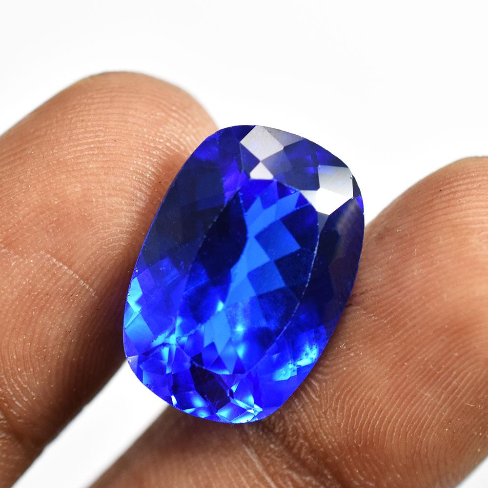 15.80 Ct Natural Flawless Blue Ceylon Sapphire Cushion Loose Gemstone