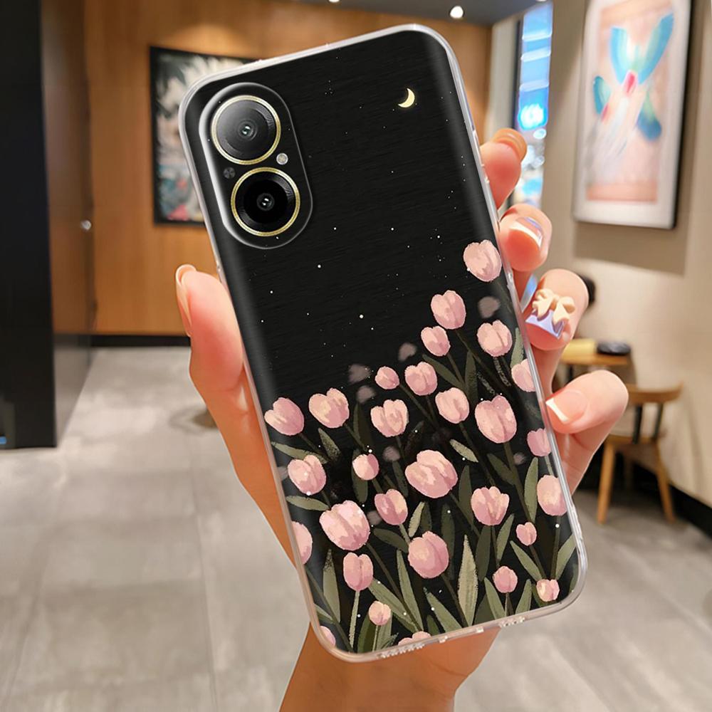 Для Oppo Realme C67 4G Чехол для телефона Красивые узоры бабочек Мягкий тонкий ТПУ Прозрачный силиконовый бампер Для Realme C67 4G RealmeC67