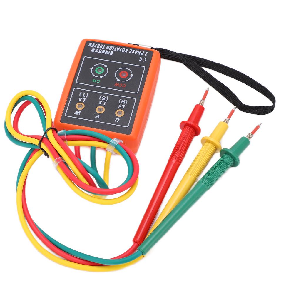 SM852B Тестер чередования фаз 3-фазный Цифровой индикатор фаз Детектор Светодиодный зуммер Измеритель последовательности фаз Тестер напряжения 60В~600В AC