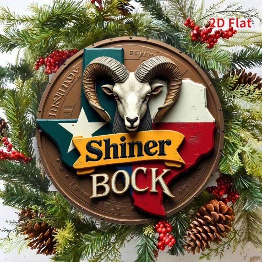 Ретро Металлическая Пивная Вывеска Shiner Bock 8x8 Дюймов для Декора Стены Бара Ретро Металлическая Жестяная Вывеска, Винтажная Рекламная Табличка Пива, Настенное Искусство для Мужской Комнаты 8x8 Дюймов