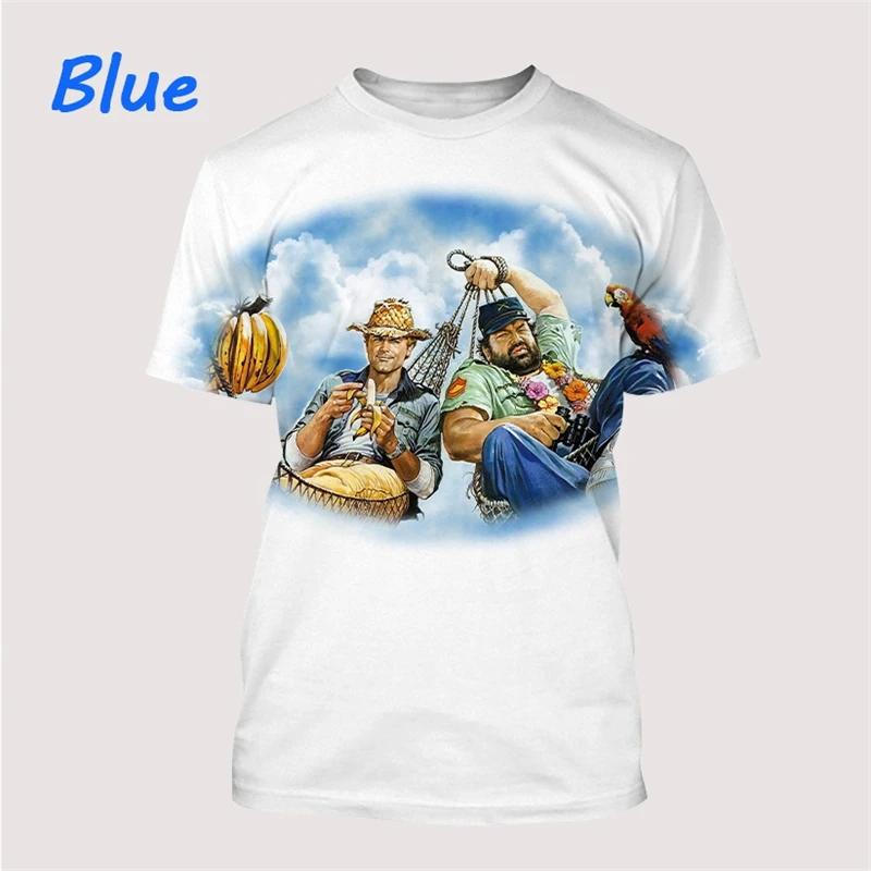 Новейшие топы Bud Spencer Terence Hill с 3D-принтом, футболка Harajuku с круглым вырезом, повседневная футболка с коротким рукавом, модная летняя мужская одежда
