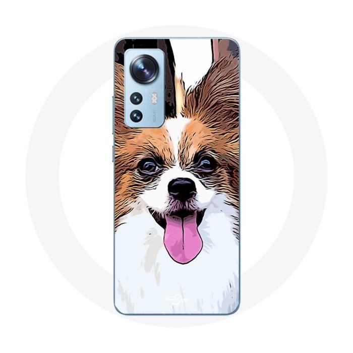 Coque pour Xiaomi Mi 12 / 12X Épagneul nain continental papillon Chiot Blanc et marron