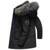 Men Winter Parka Hood Fleece Lined Thick Warm Hooded Fur Collar Coat Male Plush Jacket Autumn Outwearing Black