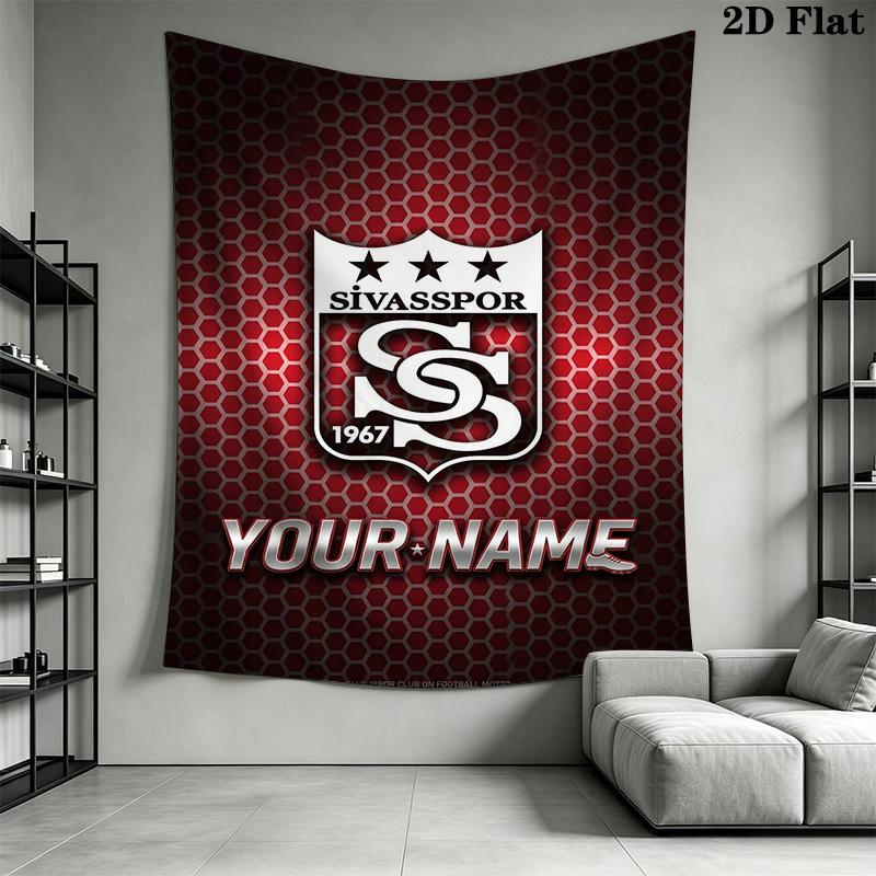 Name Custom Sivasspor Wall Tapestry Aesthetic Wall Hanging Printed Fabric Blanket Decorative Tapestries for Bedroom Living Room Home Decor