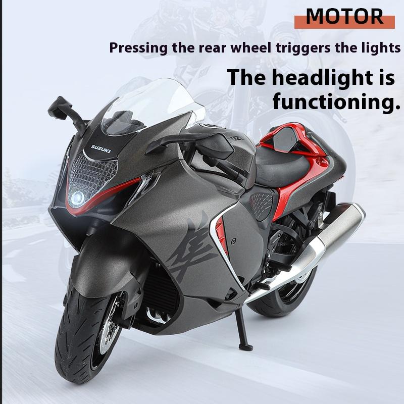 1/9 SUZUKI HAYABUSA Motorcycle Model, Rearview Mirror Removable, Simulated Lighting, Adult Collectible Ornaments, Boy Gifts