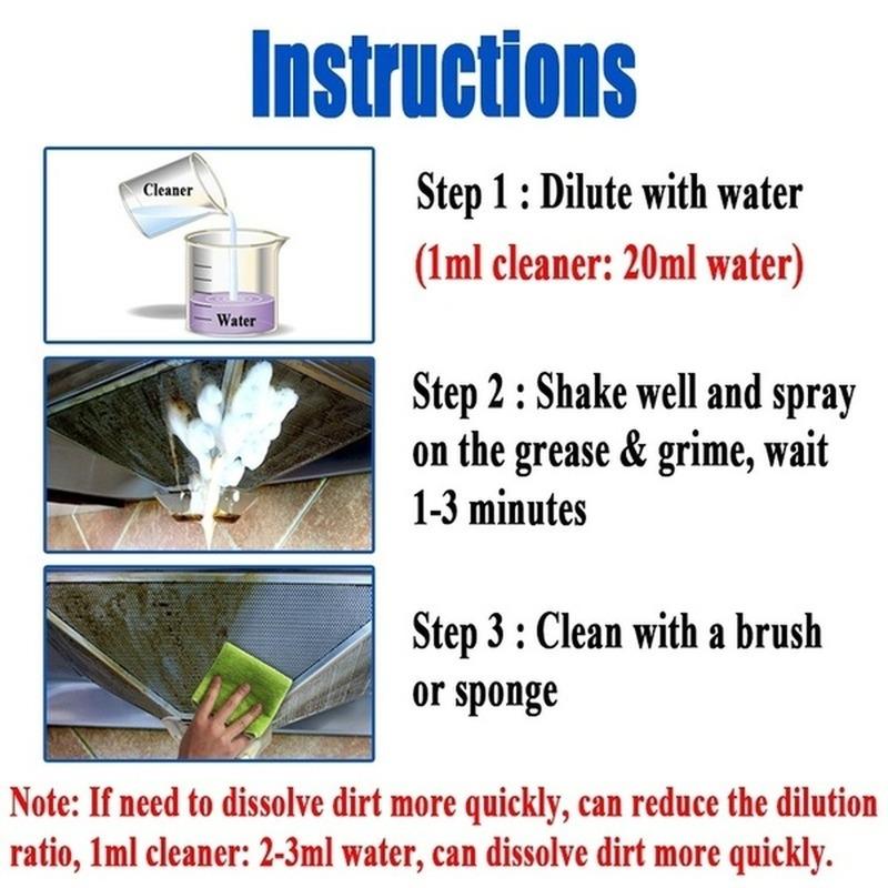 50ml/20ml Kitchen Grease Remover Multi-Purpose Foam Detergent Grime Concentrate Cleaner