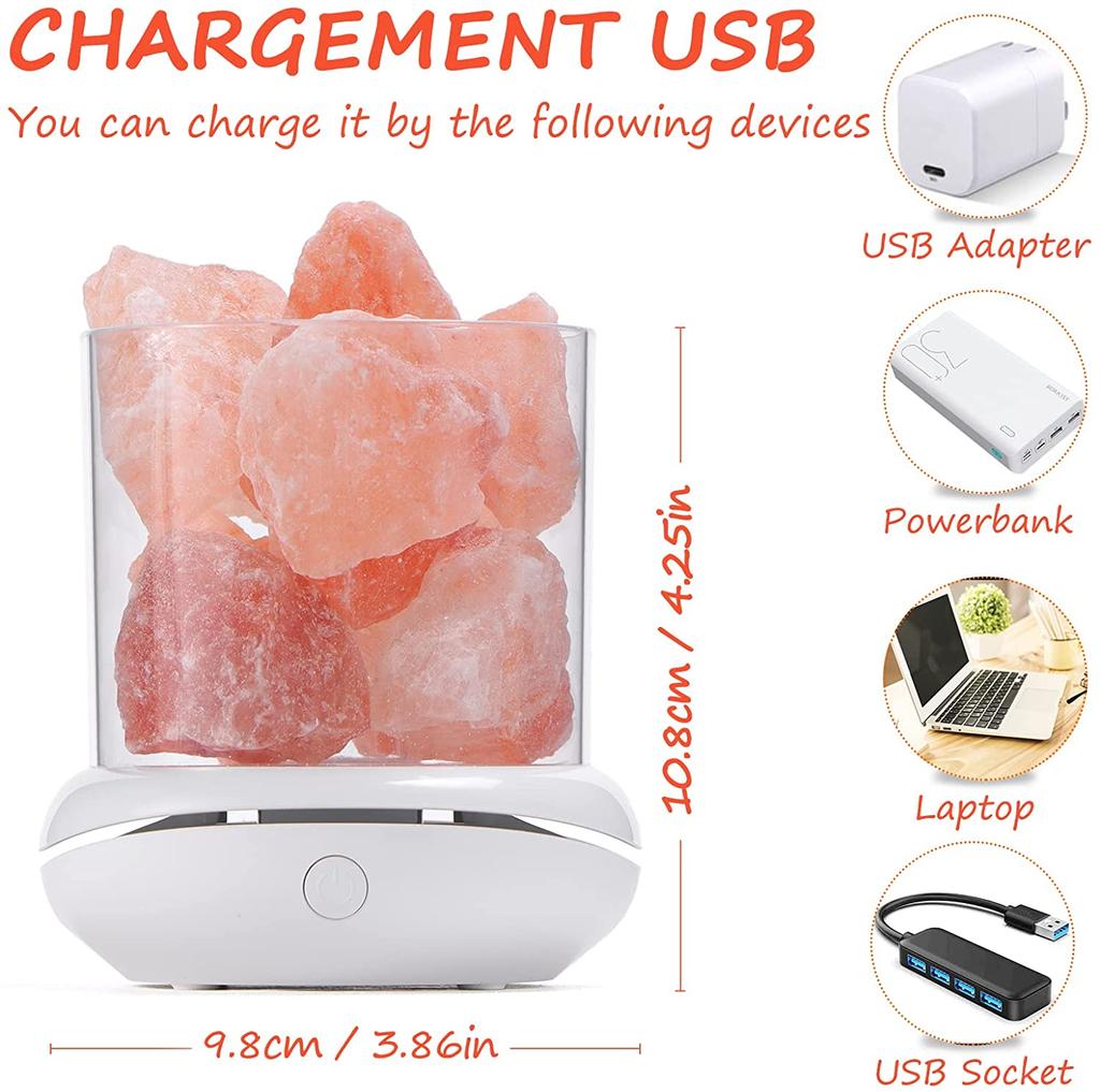 Ароматические лампы из натуральной гималайской соли USB-лампа с розовыми соляными камнями, многоцветный романтический ночник для оригинальных подарков на день рождения