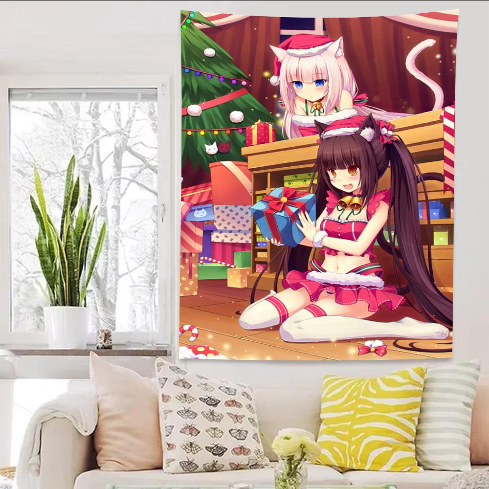 Новый милый аниме Nekopara JK Девушка-горничная Мультяшный Гобелен Стиль Ins Эстетичный Настенный Декор Для Девочки В Спальню