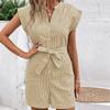Summer Women Rompers Solid Color Playsuits Short Sleeve One-piece Shorts