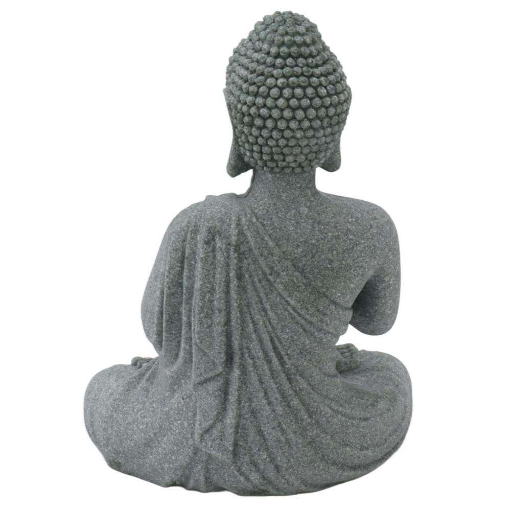 Grey Oriental Stone Carving Ornament Courtyard Sandstone Figurine Indoor Study Shelf Decoration