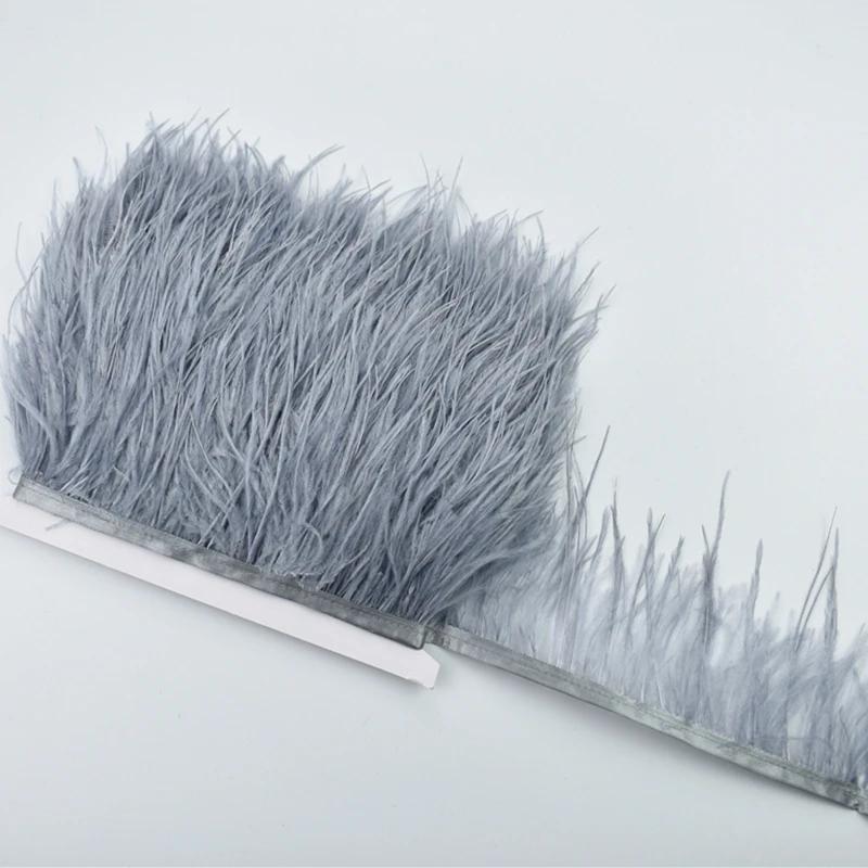 Feather1M 5M 10Meter 8-10CM Light Blue Ostrich feather trims ribbon Skirt DIY Clothing Black White Ostrich feathers For Crafts Plumes