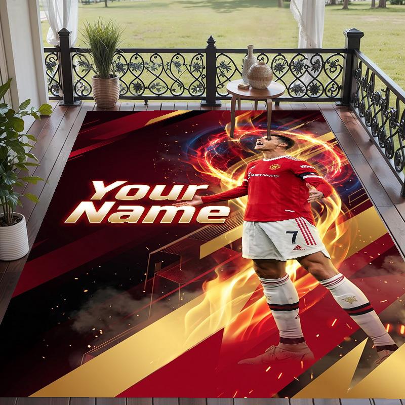 Custom Text Printed Rug Cristiano Ronaldo Non Slip Floor Carpet For Home Room Decor
