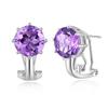11ct Natural Amethyst Clasp Earrings Round 12.0mm Gemstone Jewelry Women's Fine Jewelry 925 Sterling Silver Anniversary Gift