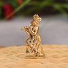 Gold Plated Flute Playing Krishna Idol Showpiece - Metal Krishna Statue for Car Dashboard - Hindu God Religious Idol Krishan Figurine for Janmashtami