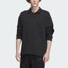 Adidas Рубашка поло из плотного французского терри с сплошным логотипом, свободная, с длинным рукавом, унисекс, черная IT3972
