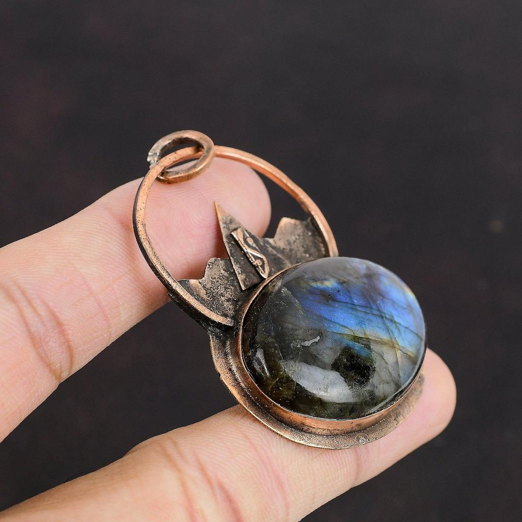 Подвеска из меди с лабрадоритом, подвески ручной работы, уникальный дизайн из меди, подвеска из драгоценных камней для подарка, ювелирные изделия из драгоценных камней с лабрадоритом, специальный подарок для женщин