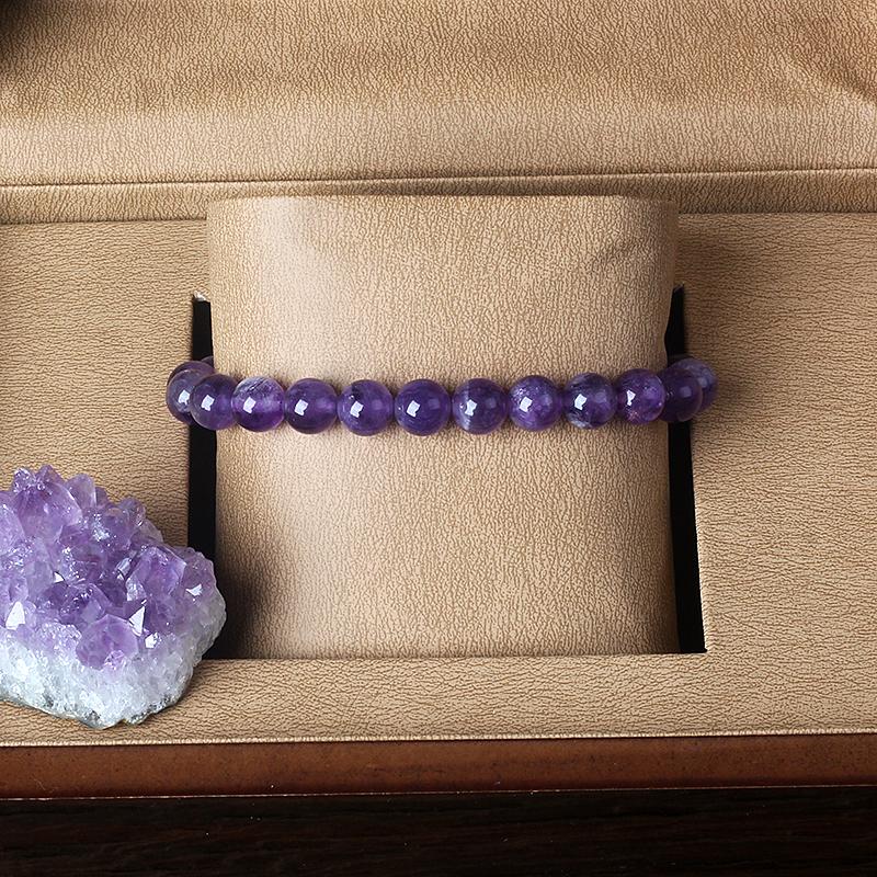 Настоящий аметист Натуральный хрустальный браслет для женщин Pulsera Amethust Браслет из настоящих натуральных каменных бусин Очищение тела