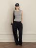 GLOWNY G Gentle Wide Leg Pinstripe Pants (Navy)