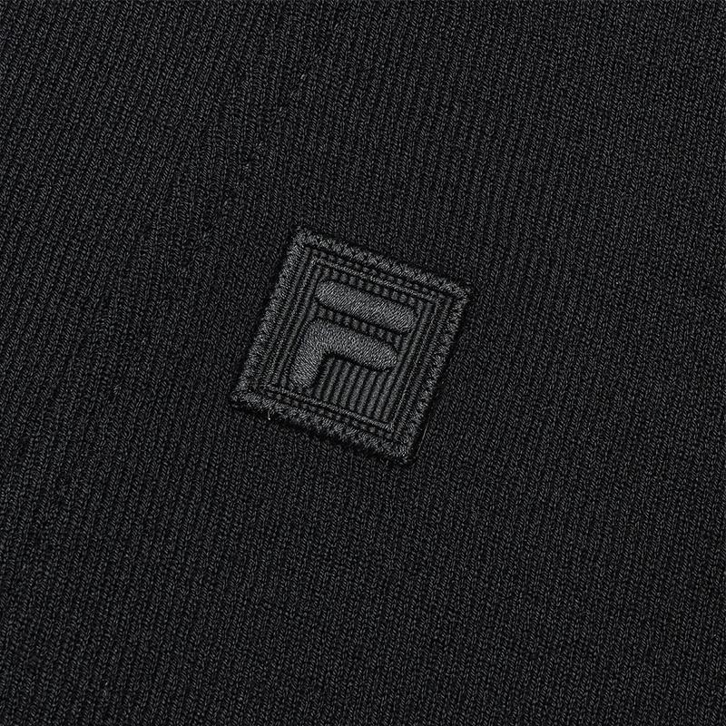 Fila Milano Italian Luxury Sports Collection Однотонный Повседневный Универсальный Свитшот-поло на молнии до половины Женский свитшот Черный F11W515212F-BK