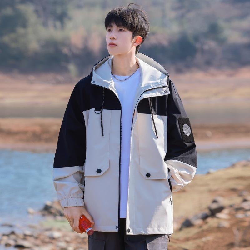 American Trendy Brand Color-blocked Hooded Jackets for Men and Women, Japanese Street Niche Design, Loose BF Style Casual Jackets for Couples