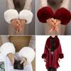 Women Winter Warm Fashion Coat Dress Sleeves Accessories Faux Rex Rabbit Plush Cuffs Detachable