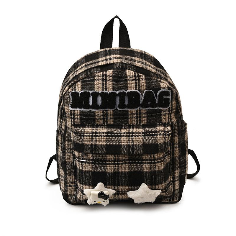 Foreign-Style Plaid Boys And Girls Backpack Cute Kitten Star Student Schoolbag Children'S Backpack