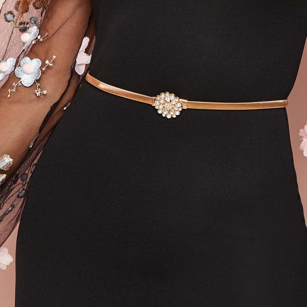 Новое универсальное платье на весну и лето с цветами с пряжками, инкрустированными бриллиантами, и банкетным декором, весеннее украшение, поясная цепочка