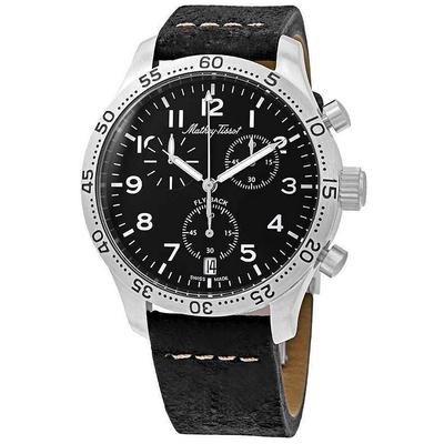 Тип 21 Flyback хронограф кожаный ремешок черный циферблат кварцевые мужские часы H1821CHALNG