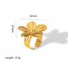Stainless Steel Flower Ring For Ladies Vintage Index Finger Ring Geometric Opening Ring