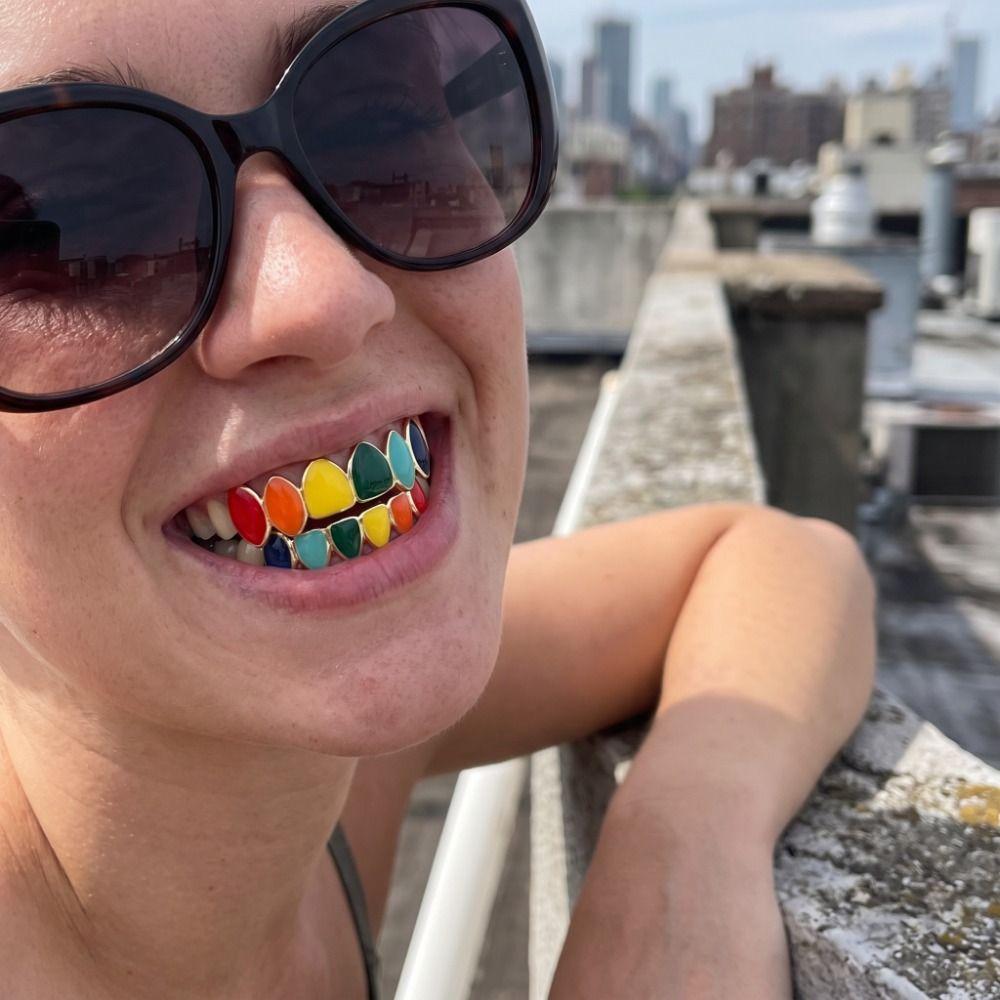 6 Teeth Hip Hop Braces Decoration Exaggerate Design Teeth Grills Colorful Dental Jewelry Rapper